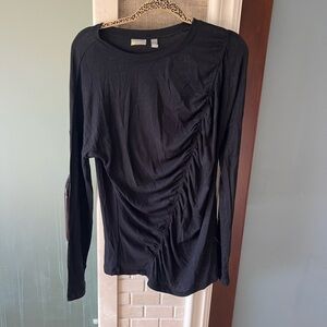 Zella Black Gathered Long Sleeve Top